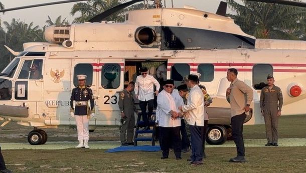 Prabowo Salat Id di Aceh Tamiang, Sekaligus Tinjau Pemulihan  Bencana
