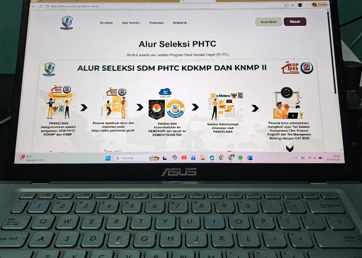 Laman phtc.panselnas.go.id untuk pendaftaran calon pekerja Koperasi Merah Putih sudah bisa diakses. 