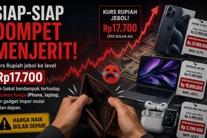 Kurs Rupiah jebol ke level Rp17.700 dan bakal berdampak terhadap lonjakan harga iPhone, laptop, dan gadget impor mulai bulan depan.