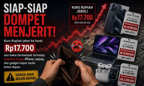 Kurs Rupiah jebol ke level Rp17.700 dan bakal berdampak terhadap lonjakan harga iPhone, laptop, dan gadget impor mulai bulan depan.