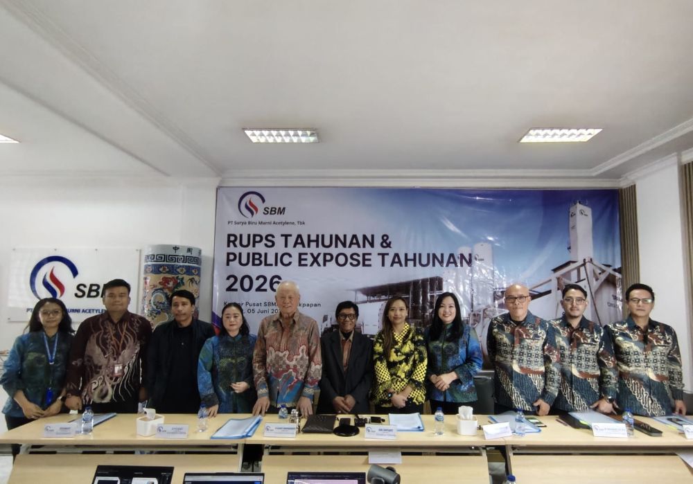 RUPST PT Surya Biru Murni Acetylene menyetujui pembagian dividen final Rp4 per saham dari laba bersih 2025 sebesar Rp11,79 miliar.