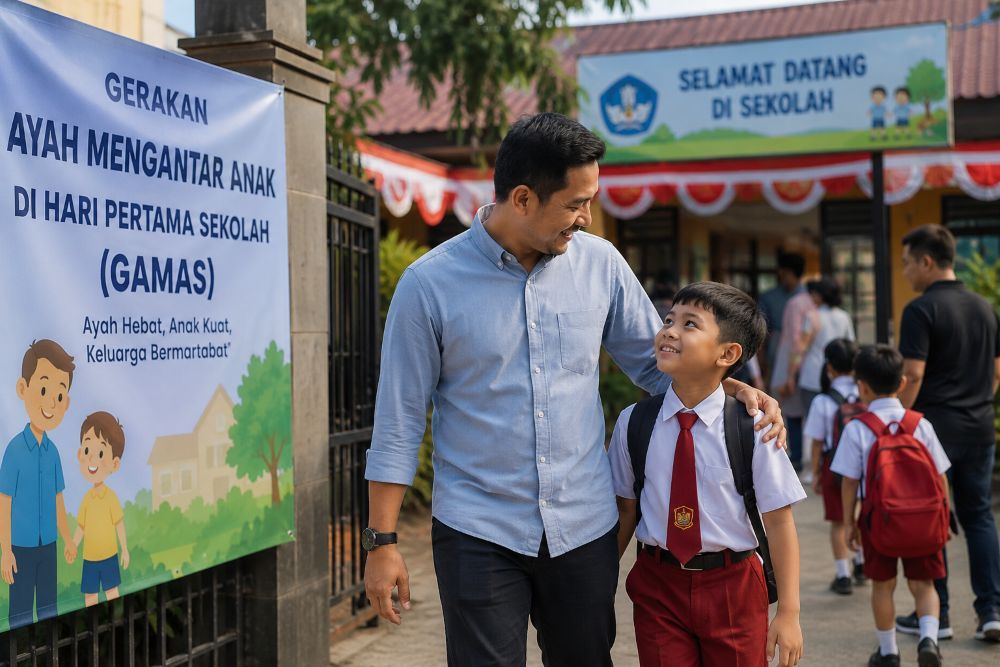 Hari Pertama Sekolah, Ayah di Balikpapan Diminta Antar Anak ke Kelas