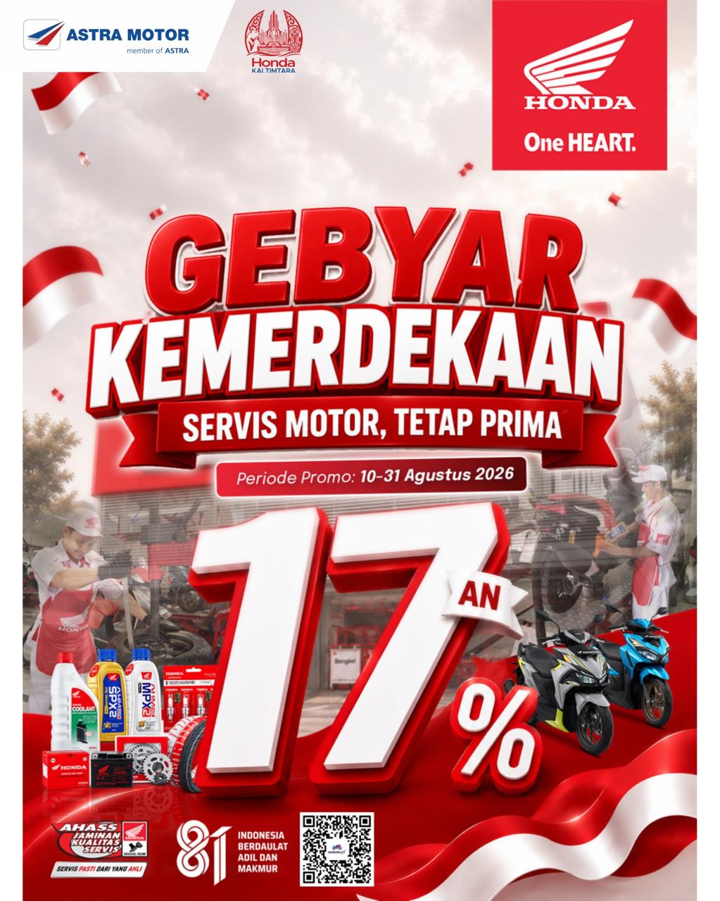 Promo Servis Motor Honda Agustus 2026, Ada Diskon Jasa hingga 17 Persen