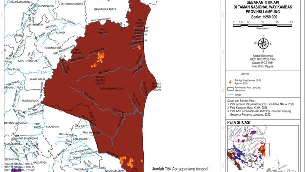 74 Titik Panas Terdeteksi di Way Kambas, WALHI Soroti Sistem Pencegahan