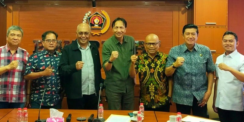 Austin Tumengkol saat berkunjung ke kantor PWI pusat di gedung Dewan Pers, Jakarta