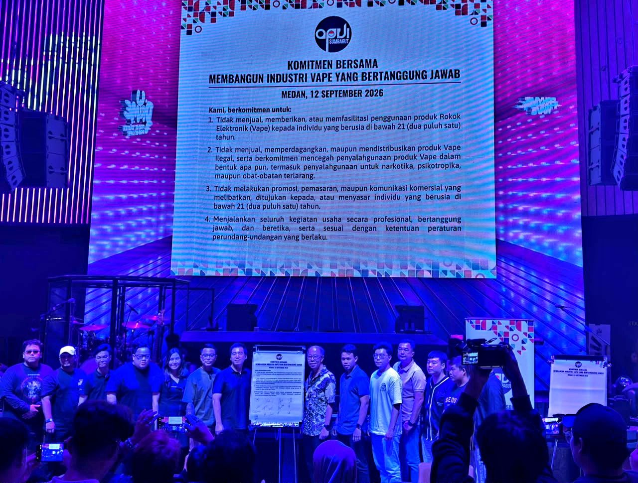 DPW APVI Sumbagut mendeklarasikan komitmen bersama dalam membangun industri vape yang berintegritas dan bertanggung jawab pada Sabtu (12/9/2026) di Medan