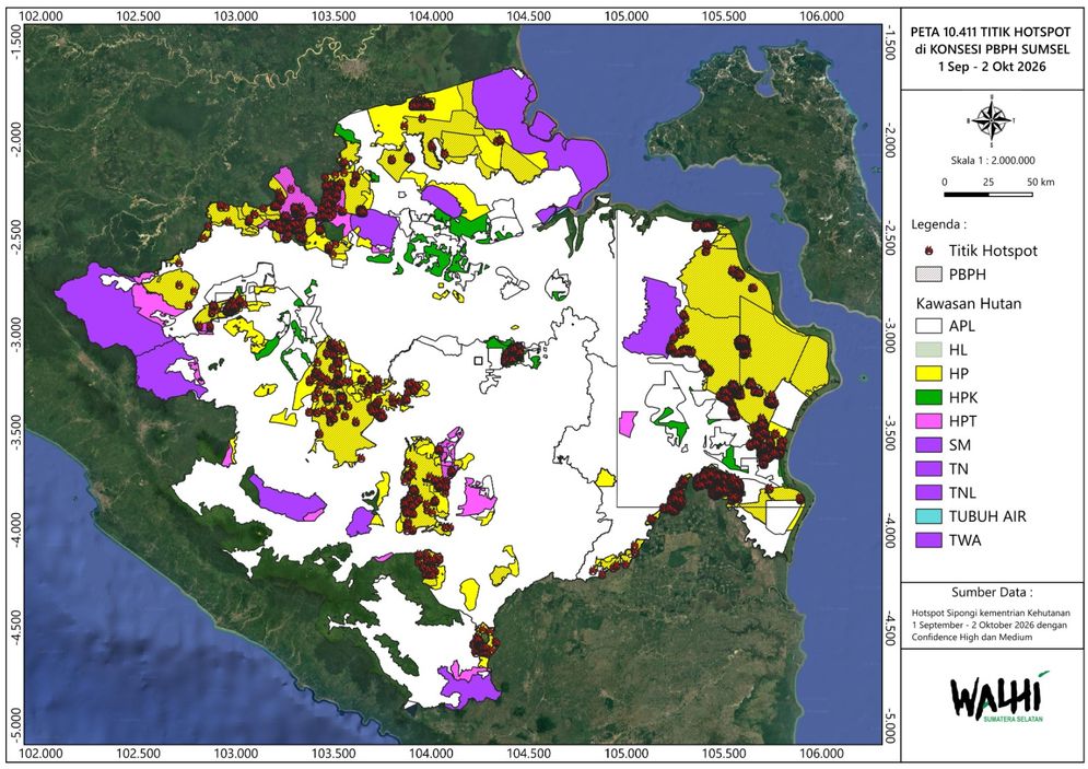 Tangkapan layar hotspot di lahan konsesi perusahaan